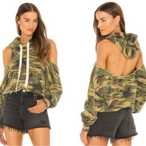 NSF Green Camo Open Shoulder Hoodie